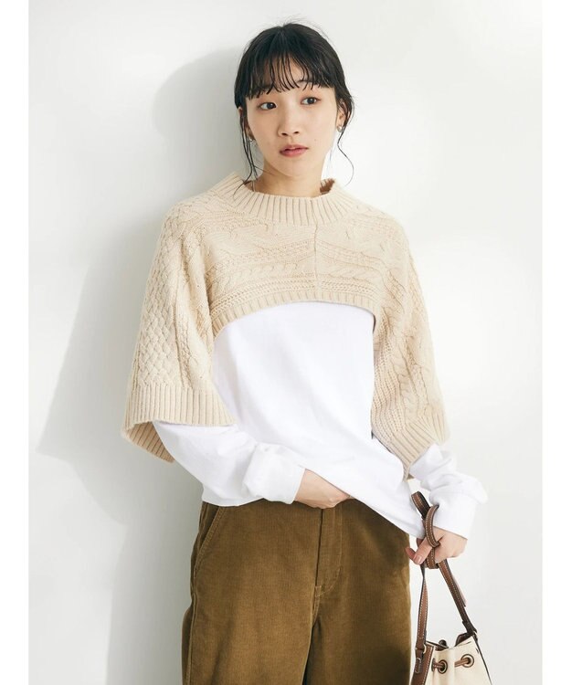CRAFT STANDARD BOUTIQUE ２ＷＡＹケーブルニットベスト Beige