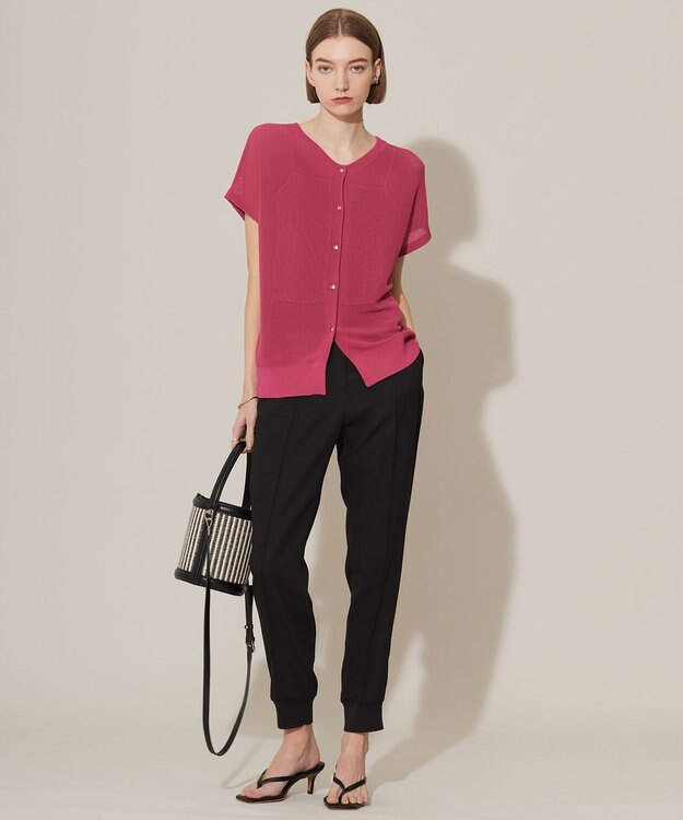 ICB L 【接触冷感・UVケア・速乾・洗える】FluidBackSatin ジョグパンツ ブラック系