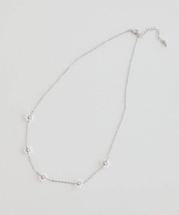 earth music&ecology ビーズフラワーネックレス Silver