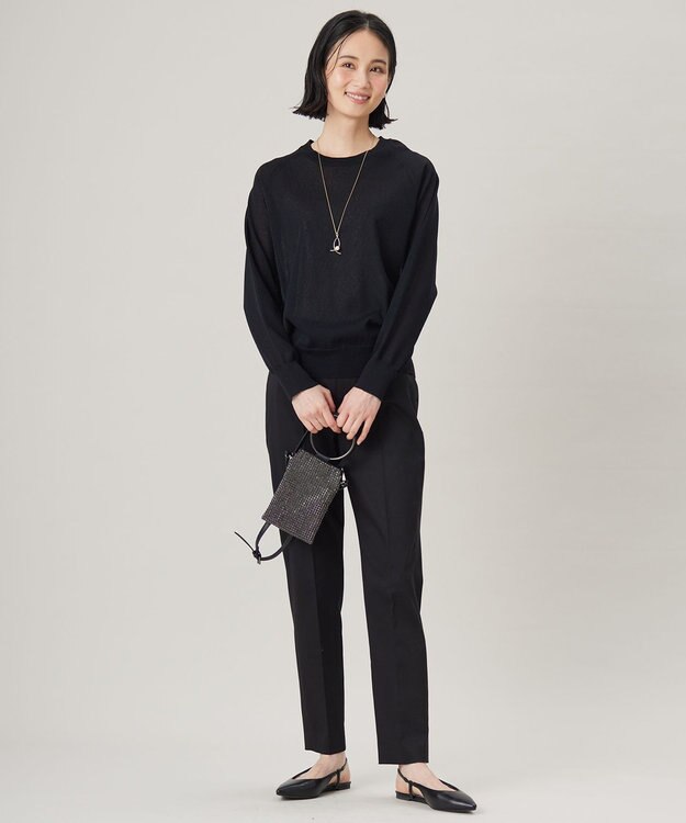 自由区 S 【UVカット・接触冷感・洗える】コットンサテンテーパード パンツ ブラック