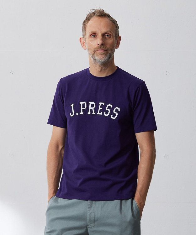 J.PRESS MEN アーチロゴ Tシャツ パープル系