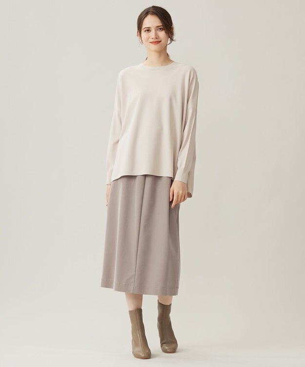 自由区 L 【洗える】ソフトレーヨンツイル スカート モカ