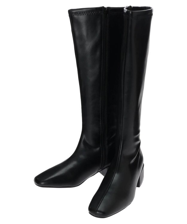 Green Parks ・ｍｉｎｉａ　ローヒールストレッチロングブーツ Black