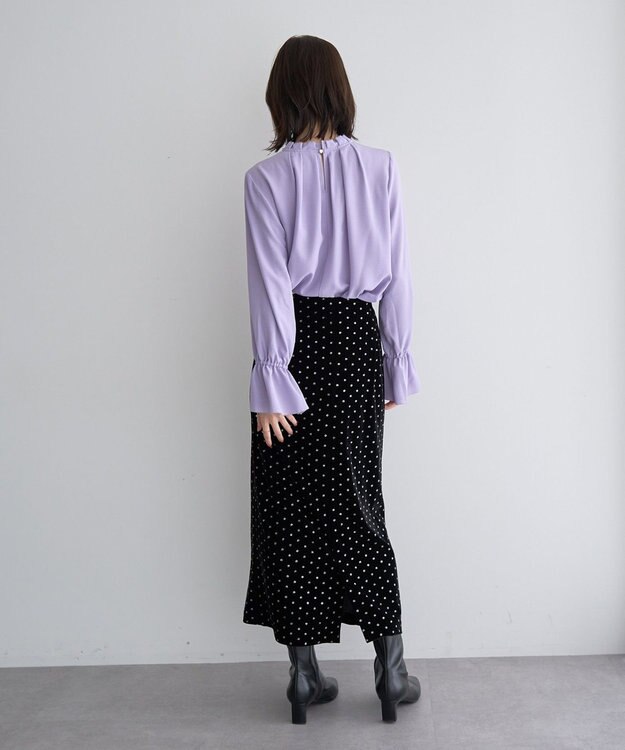 YECCA VECCA グリッタードットベロアナロースカート Black