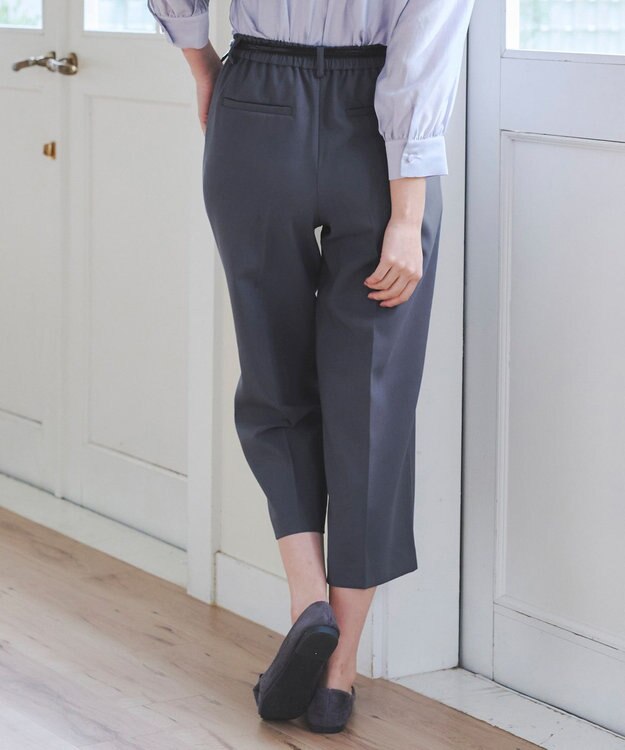 Tiaclasse L 【新色追加・洗える】センタープレスワイドパンツ ブルー