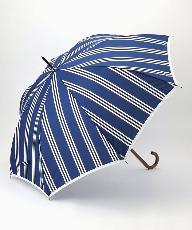 MOONBAT POLO RALPH LAUREN(ポロ ラルフローレン) 長傘 ワンポイント ストライプ 75デニール 日本製 ネイビーブルー