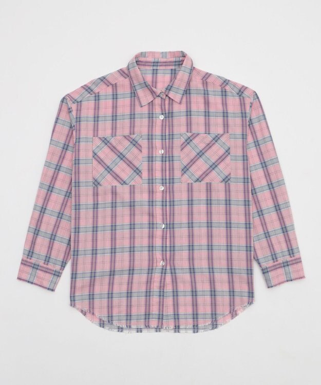 WEGO チェックBIGシャツ ピンク