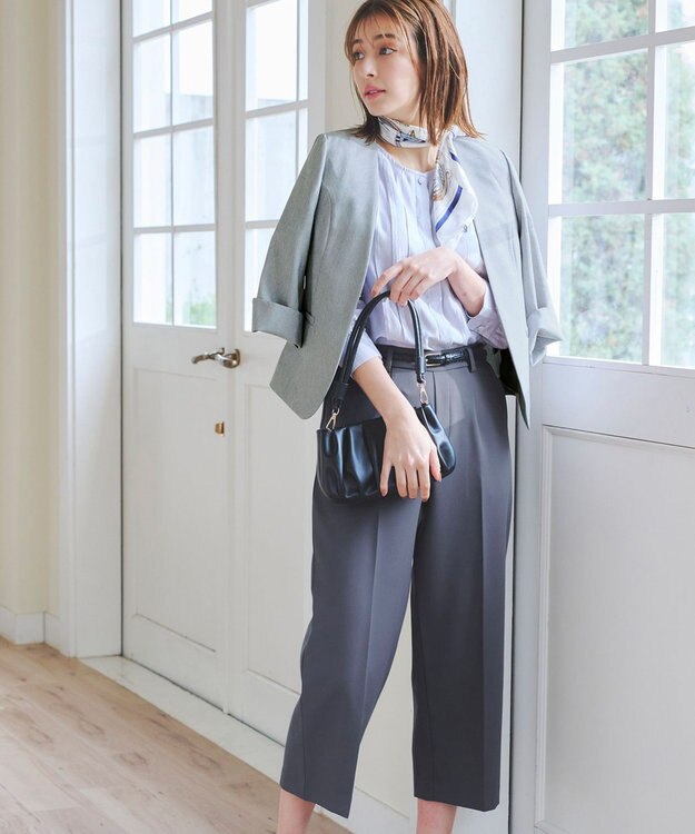 Tiaclasse L 【新色追加・洗える】センタープレスワイドパンツ ブルー