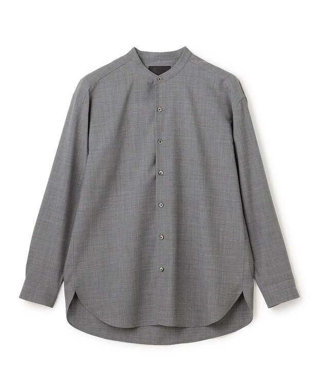 JOSEPH HOMME 【HIGH GRADE LINE】テックウールポプリン    バンドカラーシャツ ライトグレー系