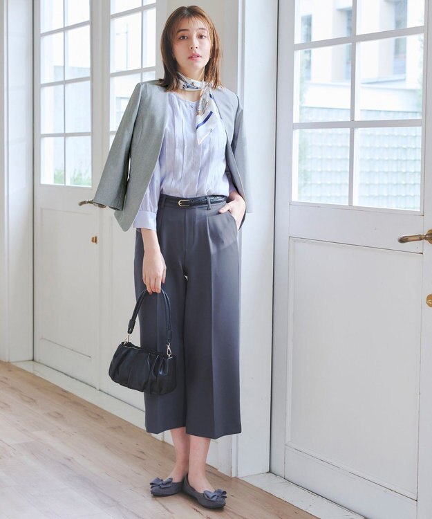 Tiaclasse L 【新色追加・洗える】センタープレスワイドパンツ ブルー