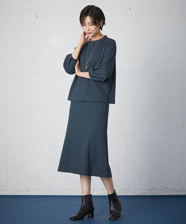 J.PRESS LADIES S 【洗える】ジャカード フレアー スカート ダークグリーン系