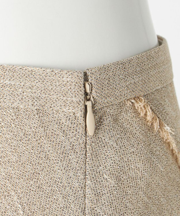 23区 【GOLD LABEL】リネンツイル フリンジ フレアスカート ベージュ系