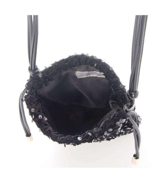 UNBILLION カシュカシュ cachecache / スパンコール巾着ミニショルダーバッグ ブラック