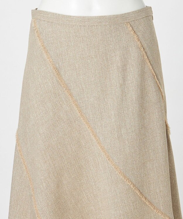 23区 【GOLD LABEL】リネンツイル フリンジ フレアスカート ベージュ系