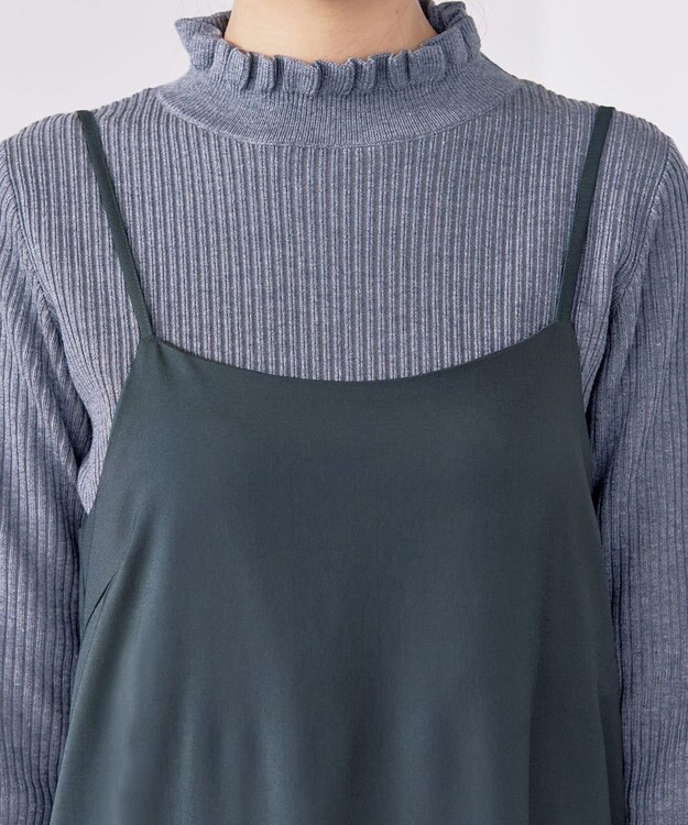 Tiaclasse 【洗える】アシンメトリーキャミワンピース スモークグリーン