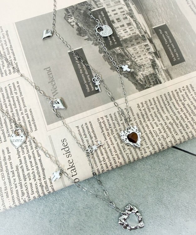 WEGO Lストーンハートジャラモチーフネックレス 柄1