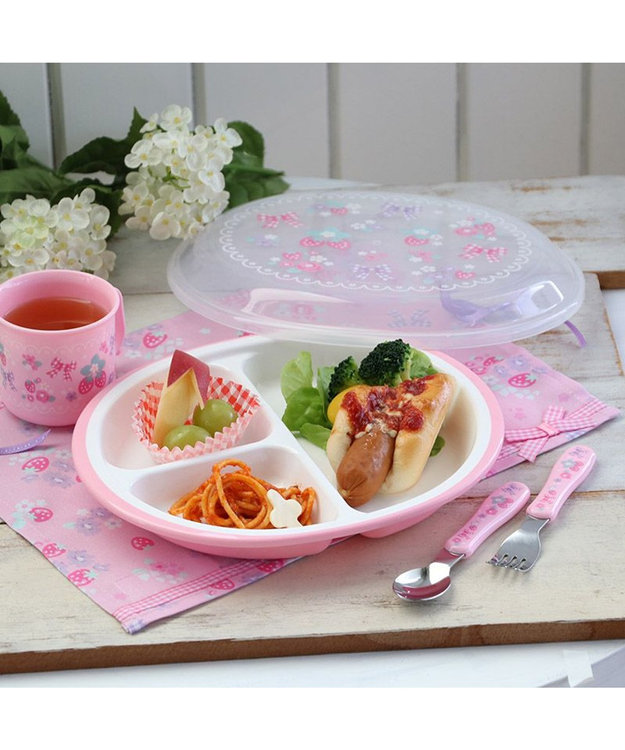 Mother garden マザーガーデン 野いちご 蓋付き お子様ランチプレート 《花リボン柄》 -