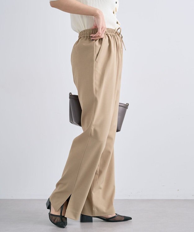 Green Parks 裾スリットイージーフレアパンツ Beige