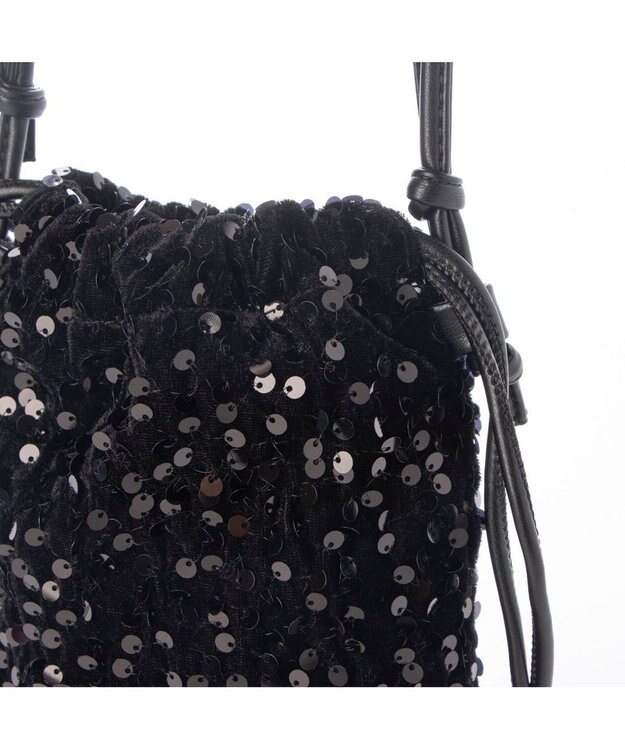 UNBILLION カシュカシュ cachecache / スパンコール巾着ミニショルダーバッグ ブラック