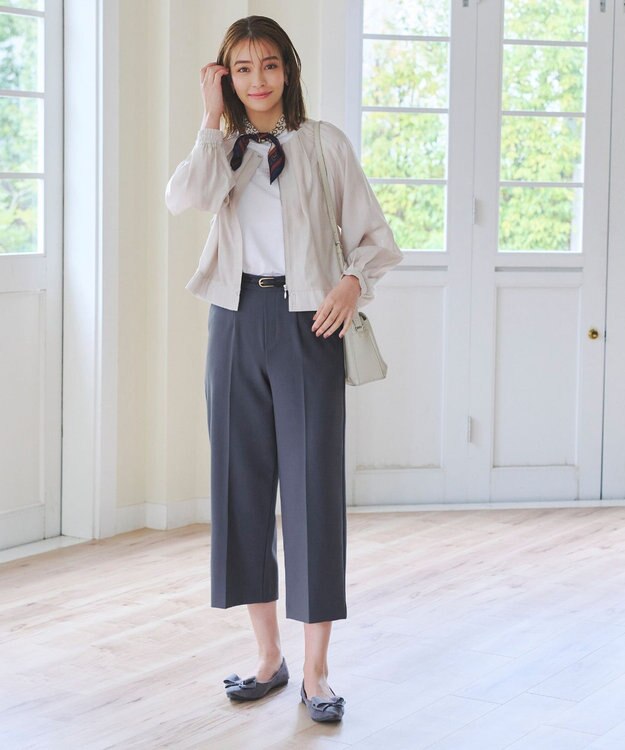 Tiaclasse L 【新色追加・洗える】センタープレスワイドパンツ ブルー