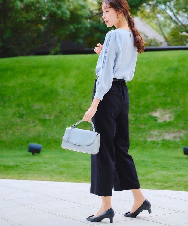 Tiaclasse L 【新色追加・洗える】センタープレスワイドパンツ ダークネイビー