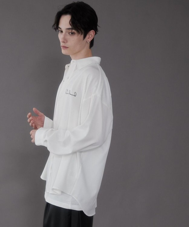 WEGO アムンゼンワンポイントBIGシャツ（LS） ホワイト