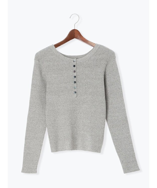 Te chichi ヘンリーネックマーブルニット グレー