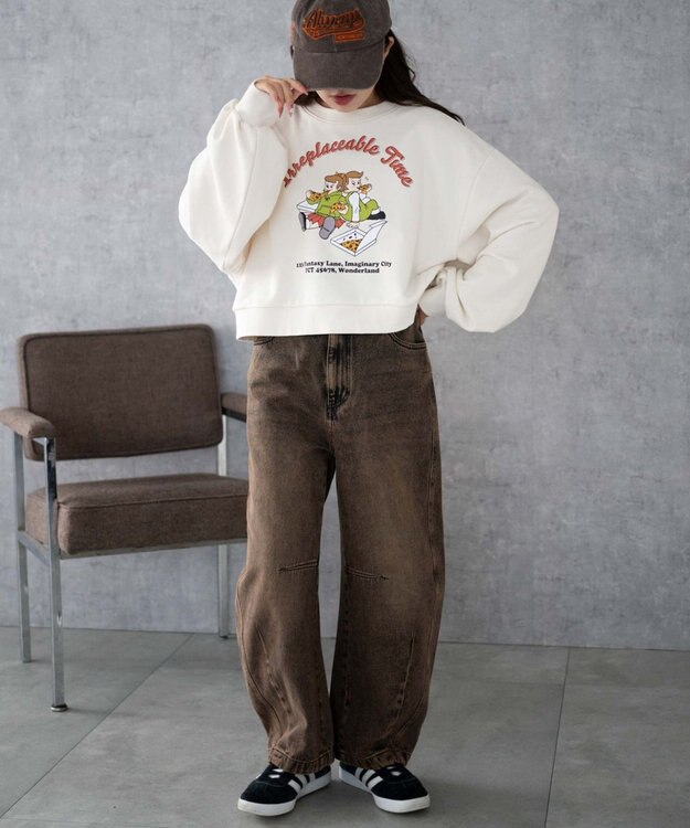 WEGO イラストプルオーバースウェット ホワイトアイボリー