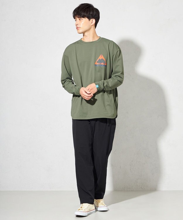 SHARE PARK MENS 【UNISEX】UVカット アートコラボロングTシャツ〈CAMP〉（L・XLサイズ） カーキ