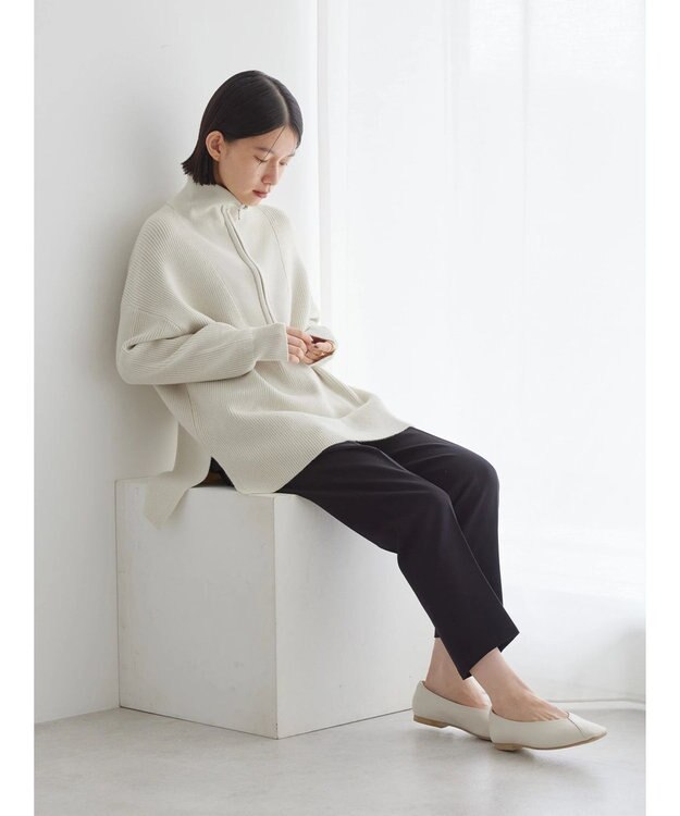 AMERICAN HOLIC バイパチハーフＺＩＰ片畦ニットプルオーバー　 Ivory