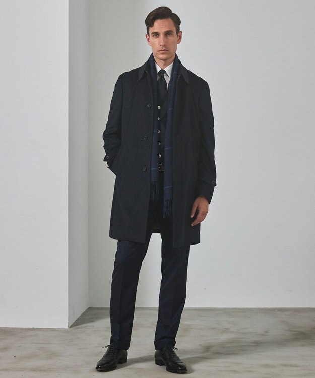 GOTAIRIKU ライトウェイトアンゴラ ステンカラーコート ダルブルー系