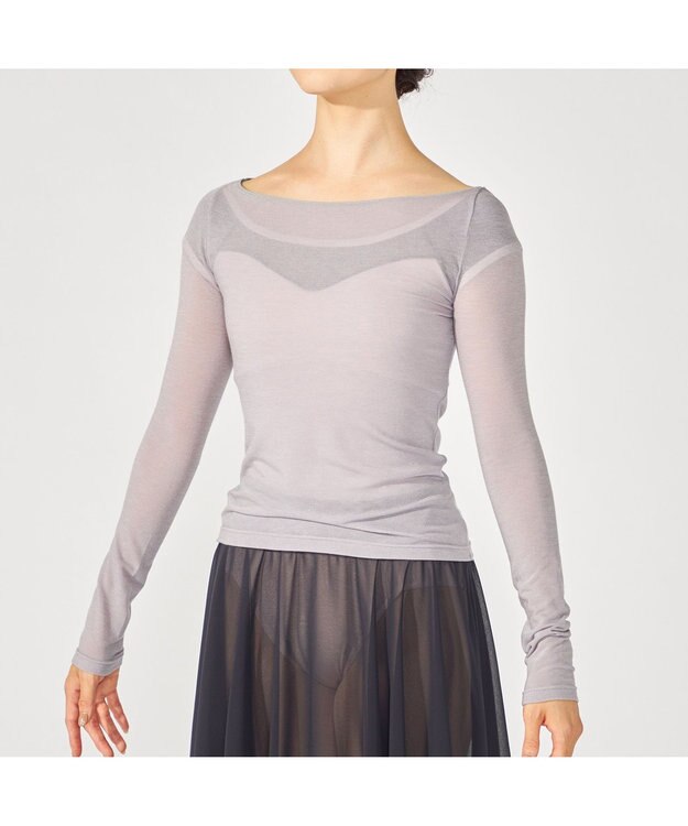 Chacott ボートネックトップ (サーモギア(R)糸使用） モーブ