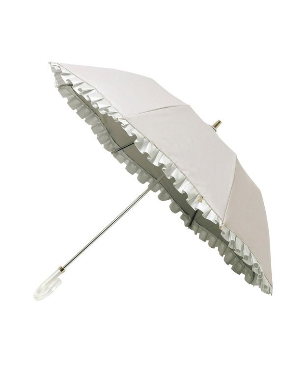 MOONBAT 【一級遮光/晴雨兼用】LANVIN en Bleu (ランバン オン ブルー)  折りたたみ日傘 シャイニーフリル 遮光 遮熱 UV キャメル