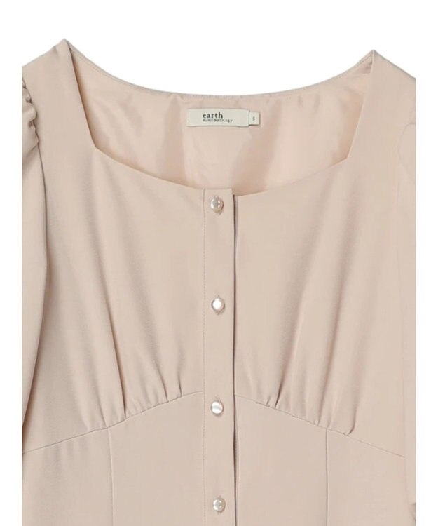 earth music&ecology フロントボタン裾フレアワンピース Beige