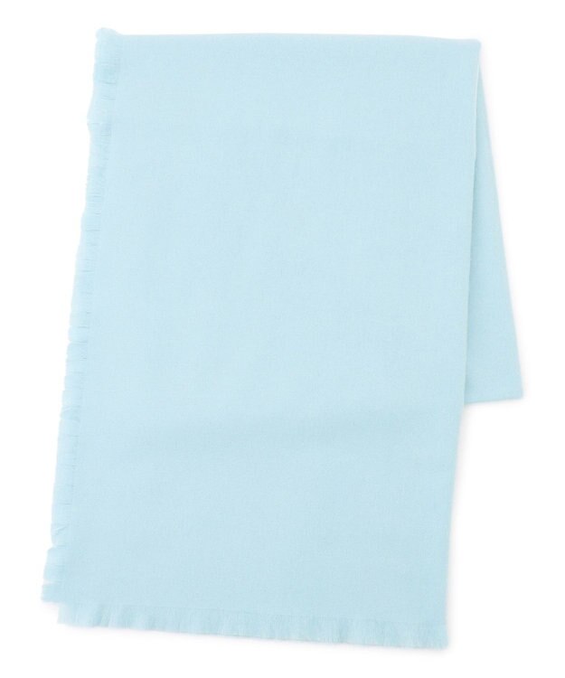 23区 ピュアカシミヤ フリンジ ストール スカイブルー系