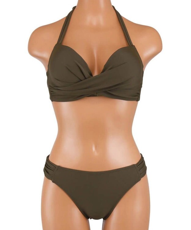 San-ai Resort（三愛水着楽園） 軽い着け心地でしっかり盛れる【楽盛り水着】　ワイヤービキニ カーキ