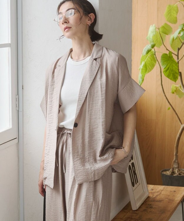 WEGO 【ANGIE VINTAGE】接触冷感半袖ジャケット ライトグレー