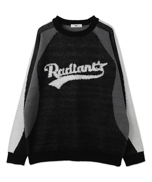 WEGO サガラロゴ配色BIGニットプルオーバー ブラック