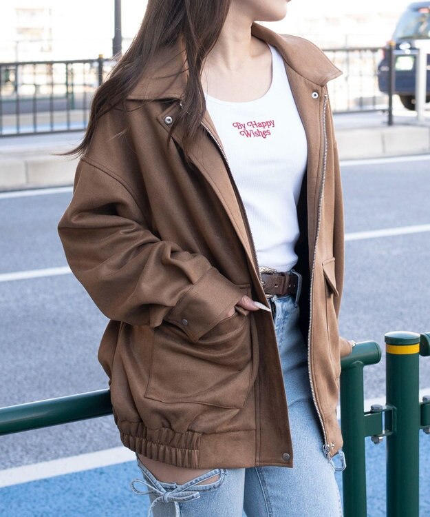 WEGO スウェードポンチジャケット ベージュ