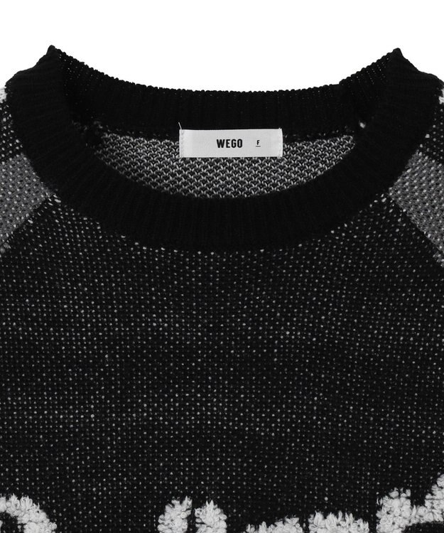 WEGO サガラロゴ配色BIGニットプルオーバー ブラック