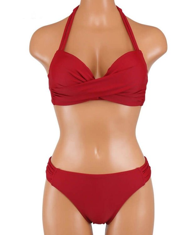 San-ai Resort（三愛水着楽園） 軽い着け心地でしっかり盛れる【楽盛り水着】　ワイヤービキニ レッド