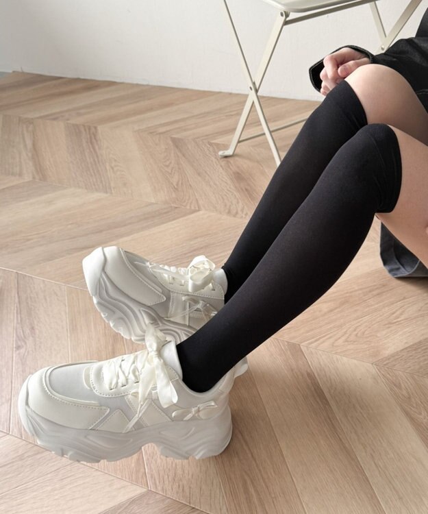 WEGO リボンデザイン厚底スニーカー ホワイト