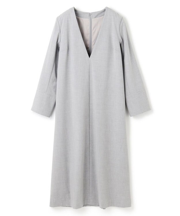 UNFILO ウールライク Vネックワンピース トップグレー