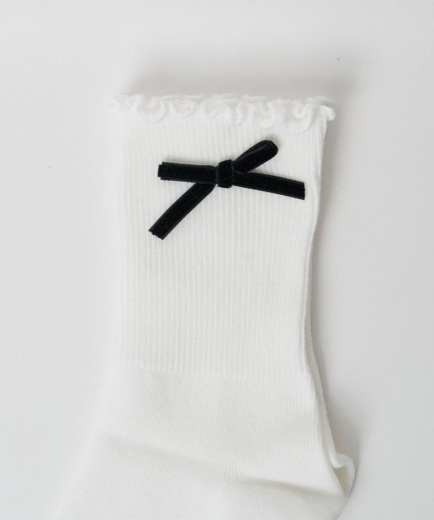 WEGO メローリボンクルーソックス ホワイト