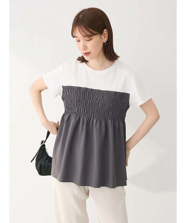 Green Parks シャーリングサテンドッキングプルオーバー Charcoal Gray