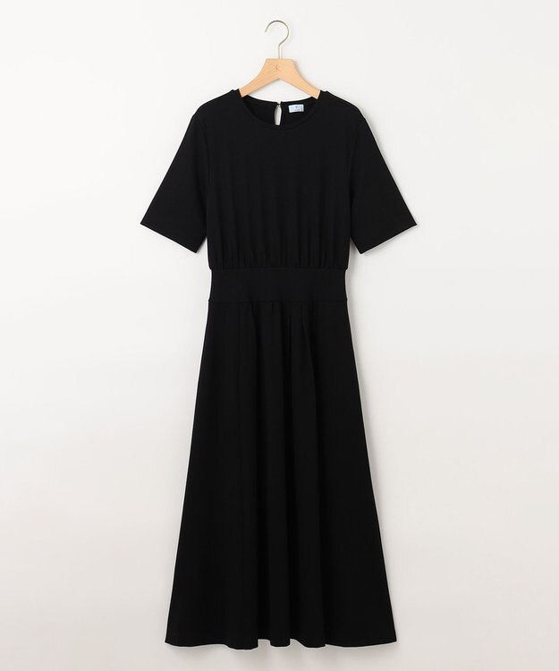 組曲 【接触冷感・洗える】美シルエットポンチ ワンピース ブラック系