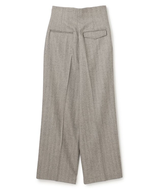 BEIGE， NATION / ウールヘリンボーンタックワイドパンツ C.Gray