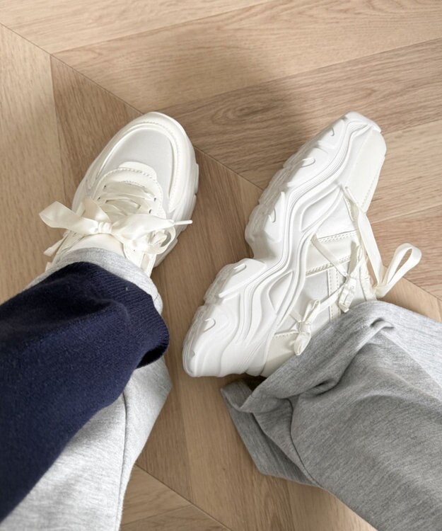 WEGO リボンデザイン厚底スニーカー ホワイト