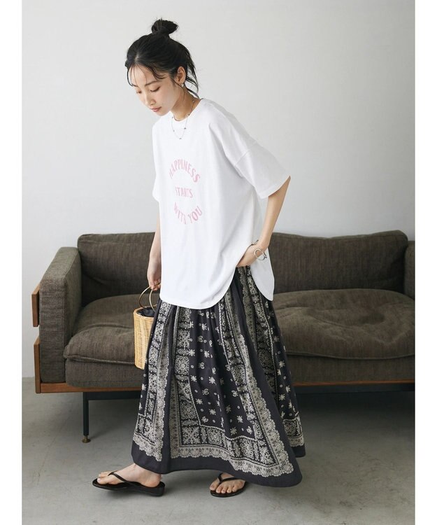 CRAFT STANDARD BOUTIQUE シルケット天竺　ロゴＰＴ裾ラウンドチュニックＳ／Ｓ Off White