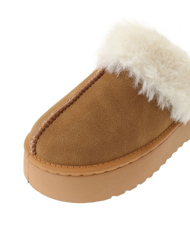 Green Parks ・minia　フェイクムートンスリッパ Camel